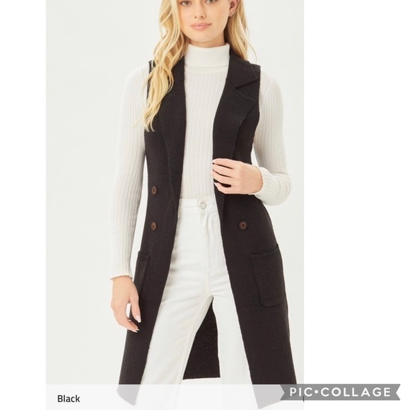 Black… Black Long Cardigan Vest - Picture 4 of 7